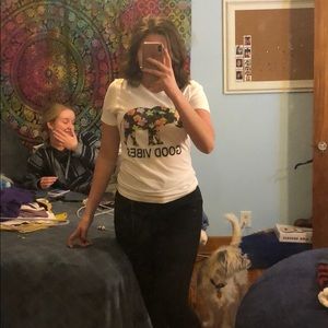 White good vibes elephant flower tshirt